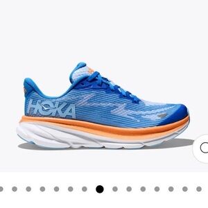 HOKA One One Clifton 9 Costal Sky All Aboard Sneakers Blue Orange Size 43